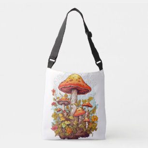 Creative Mushroom Forest Illustration Crossbody Bag