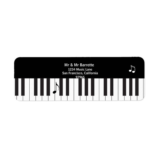 Creative Musicians Piano Keys Return Address Label (Front)