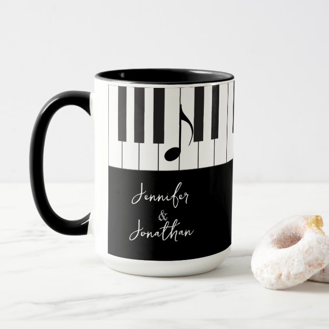 Creative Musicians Piano Keys Wedding Mug (With Donut)