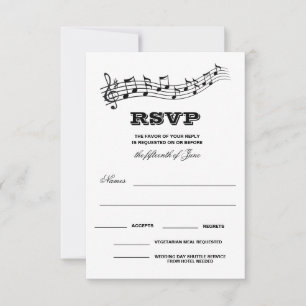 Creative Musicians Piano Keys Wedding  RSVP Card