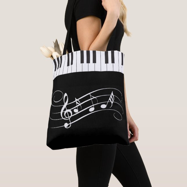 Creative Musicians Piano Keys Wedding Tote Bag (Close Up)
