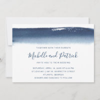 Creative Navy Blue Watercolor Brushstroke Wedding