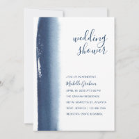 Creative Navy Blue Watercolor Couples Shower