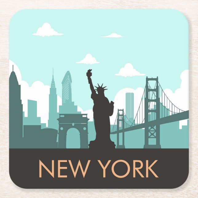 Creative New York Skyline Square Paper Coaster (Front)