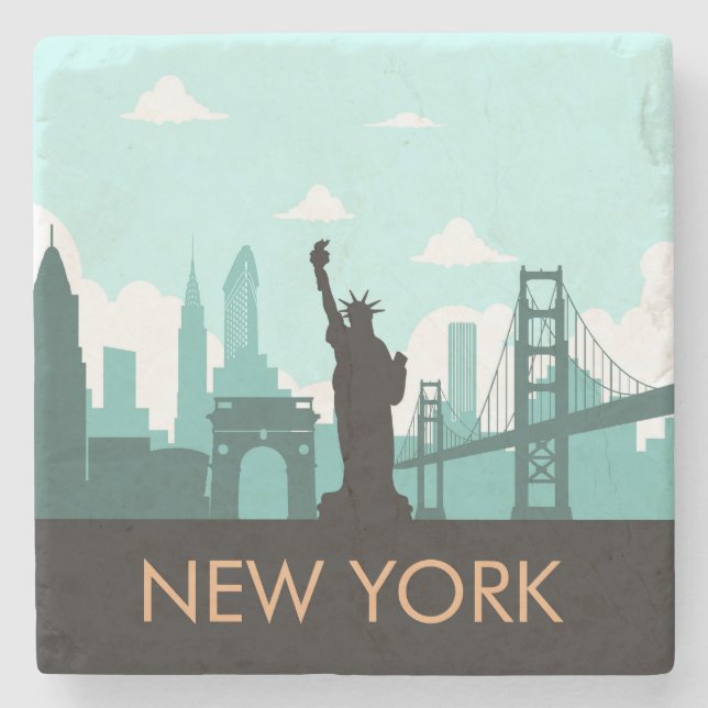 Creative New York Skyline Stone Coaster (Front)