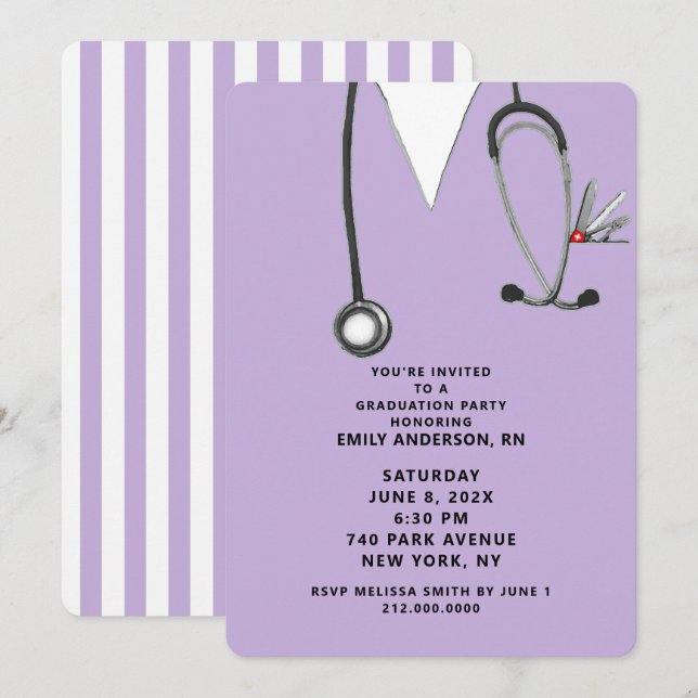 Creative Nurse Graduation Party Invitation (Front/Back)