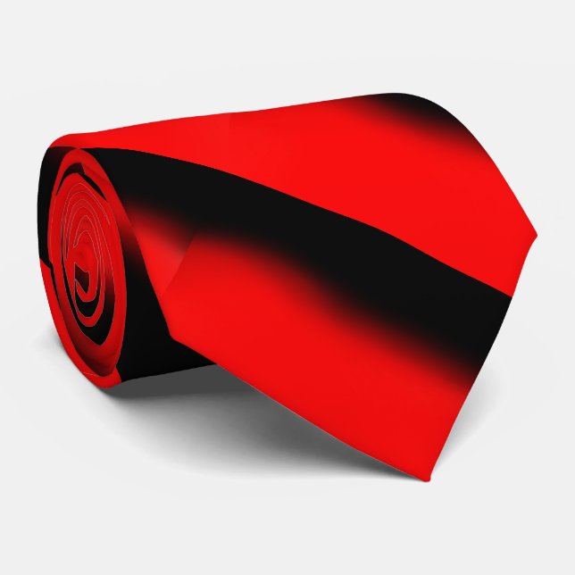 Creative Original Black Red Abstract Art Tie (Rolled)