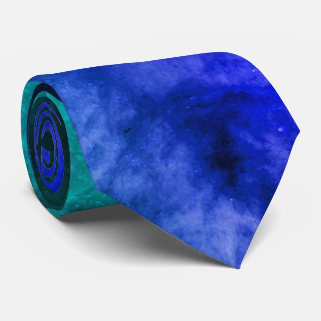 Creative Original Stylish Blue Abstract Art Modern Tie (Rolled)