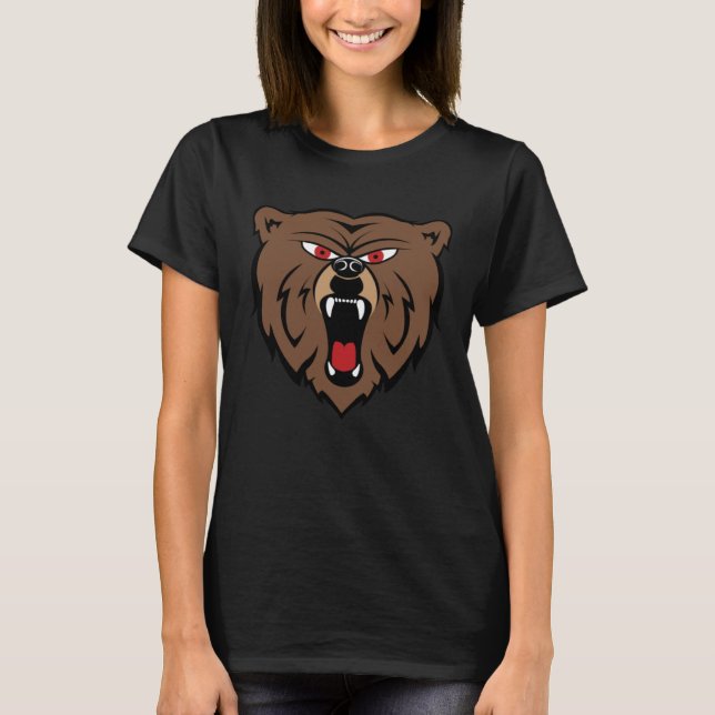 Creative Oversized Bear Head Face Print  Bold Griz T-Shirt (Front)