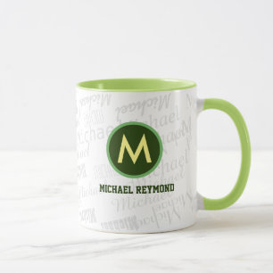 creative own name pattern monogram green mug