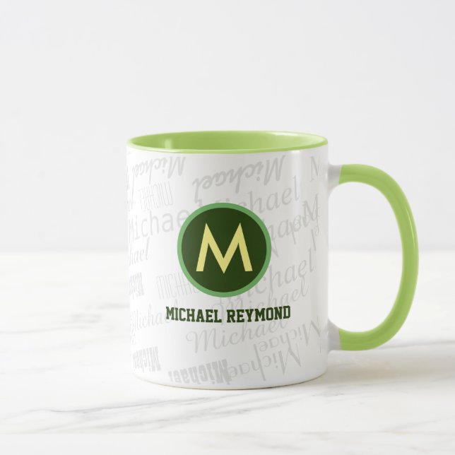 creative own name pattern monogram green mug (Right)