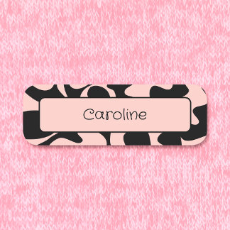 Creative Pastel Blush Pink Black Magnetic Clothing Name Tag