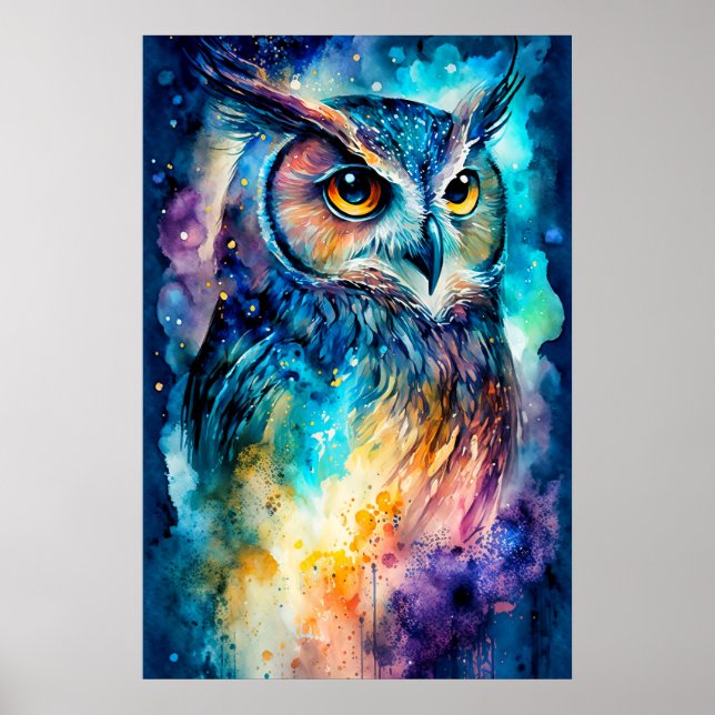 Creative Perched Owl Illustration Poster (Front)