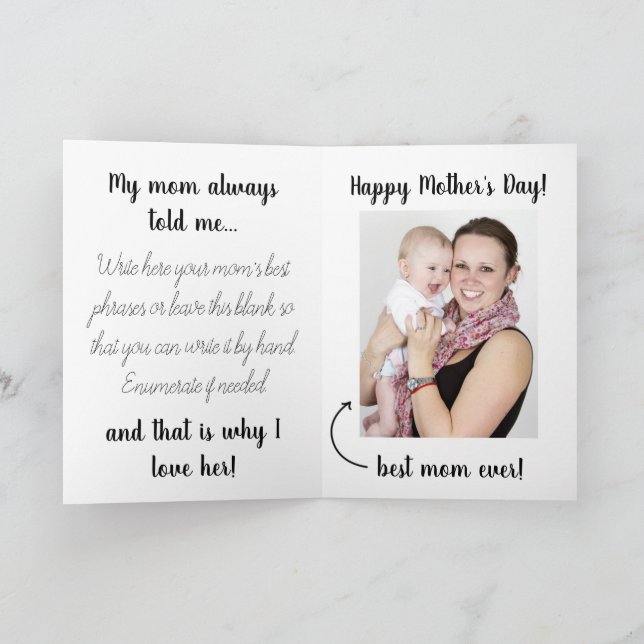 Creative Personal Funny Happy Mother's Day Card (Inside)