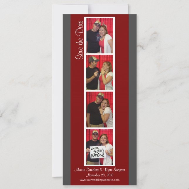 Creative Photo Booth Save the Date (Red & Pewter) (Front)