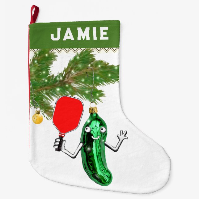 Creative Pickleball Gift Large Christmas Stocking (Front)