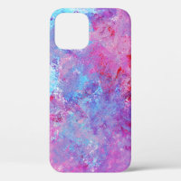 Creative pink-blue texture, paint blots.