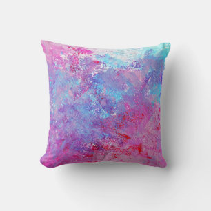 Creative pink-blue texture, paint blots. cushion