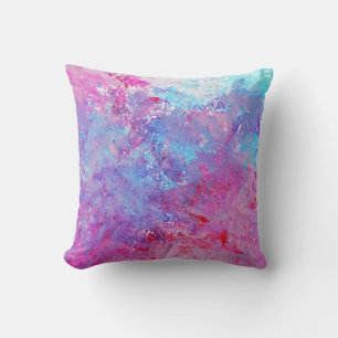 Creative pink-blue texture, paint blots. cushion