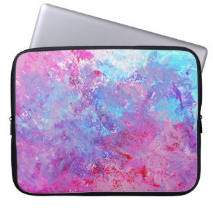 Creative pink-blue texture, paint blots. laptop sleeve