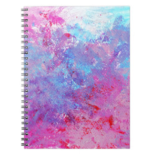 Creative pink-blue texture, paint blots. notebook