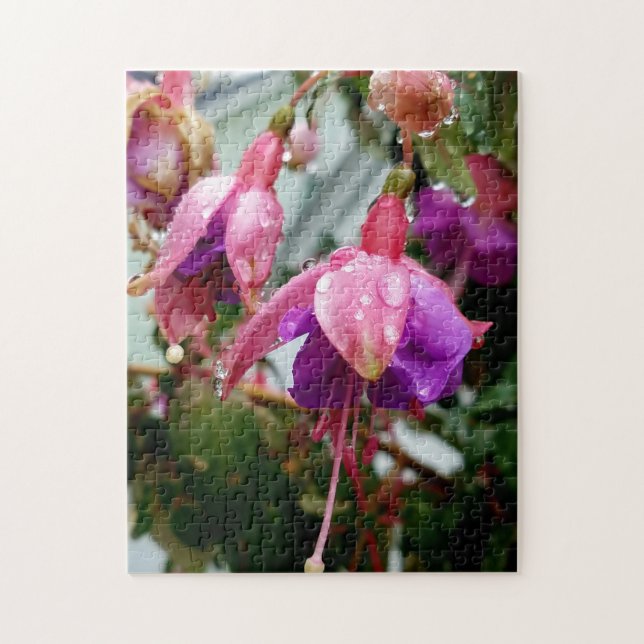 Creative pink fuchsia flower photo jigsaw puzzle (Vertical)