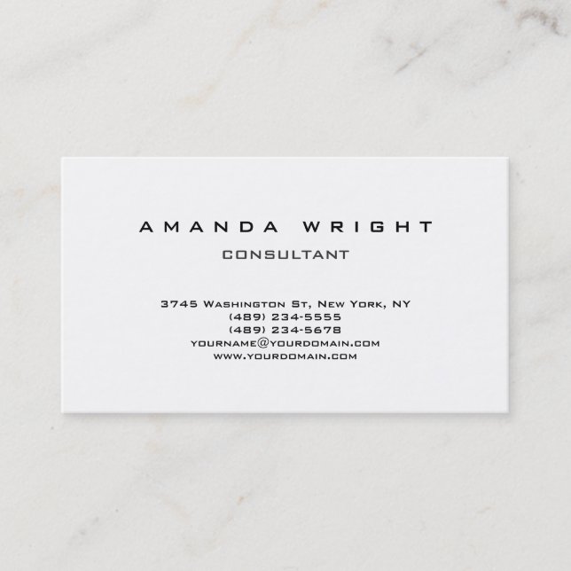 Creative Plain Simple White Attractive Stylish Business Card (Front)