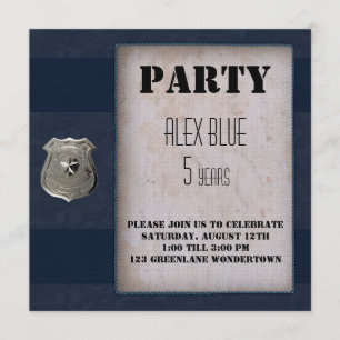 Creative Police themed blue 5th birthday Invitation