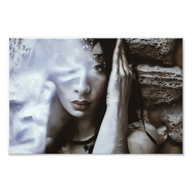 Creative Portrait of a Woman With Artistic Overlay Photo Print (Front)