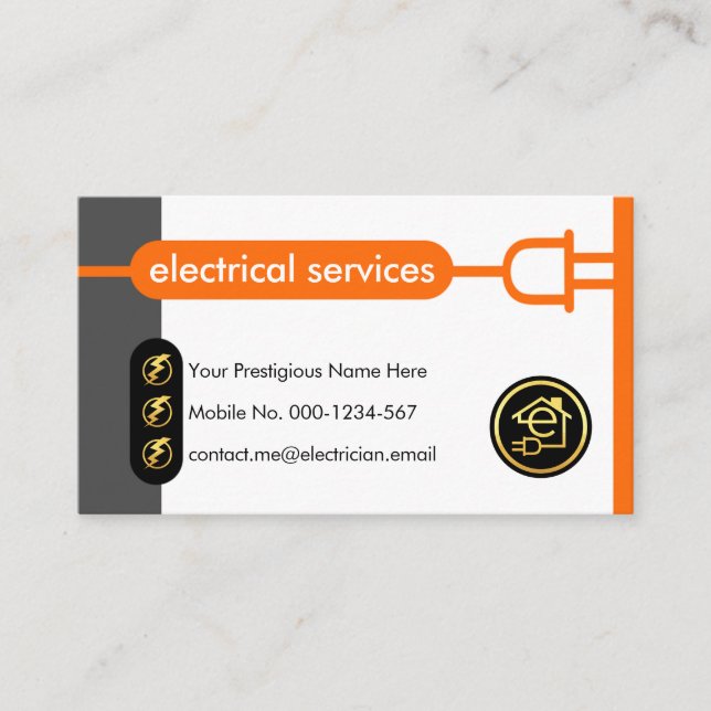 Creative Power Plug Line Circuit Electrician Business Card (Front)