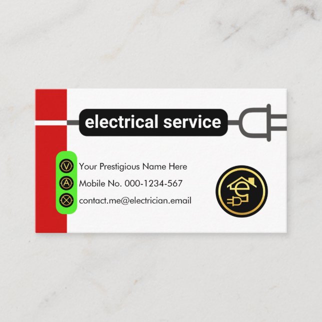 Creative Power Plug Line Circuit Electricity Business Card (Front)