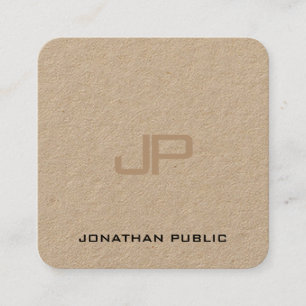 Creative Premium Real Kraft Paper Monogram Luxury Square Business Card