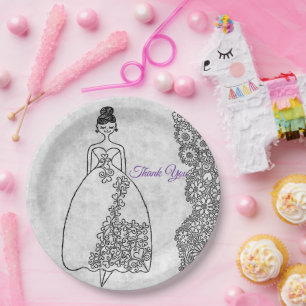 Creative Princess Colouring Book Style 4th Birthda Paper Plate