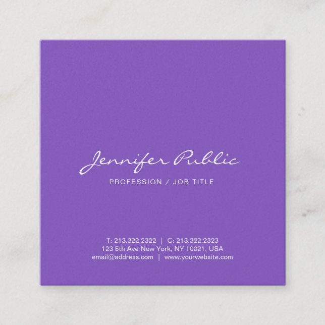 Creative Professional Modern Elegant Violet Luxe Square Business Card (Front)