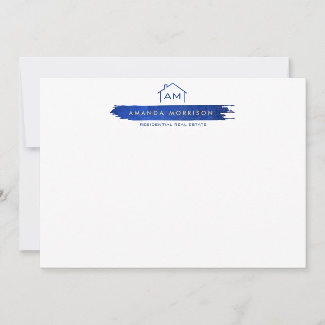 Creative Realtor Home Paint Swash Flat Note Card (Front)