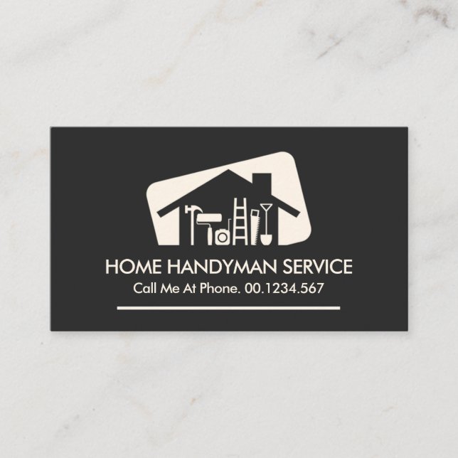 Creative Rectangle Box Handyman Tools Business Card (Front)