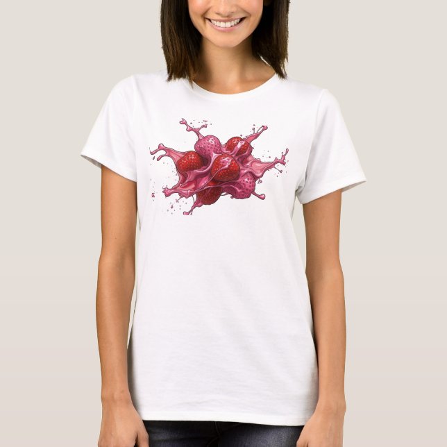 Creative Red Abstract Strawberries T-Shirt (Front)