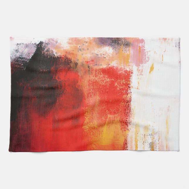 Creative Red Abstract Tea Towel (Horizontal)