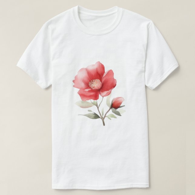 Creative red flower Style Artwork T-Shirt (Design Front)