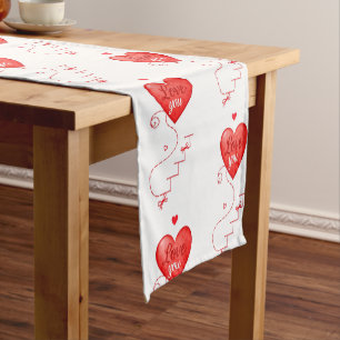 Creative red hearts design  short table runner
