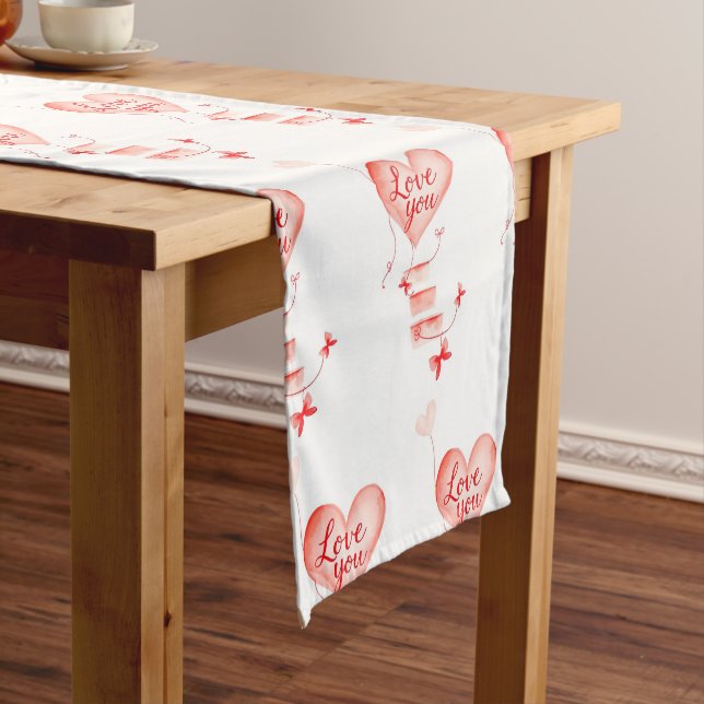 Creative red hearts design  short table runner (In Situ)