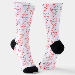 Creative red hearts design socks