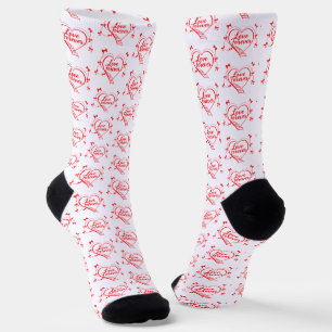 Creative red hearts design socks