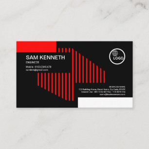 Creative Red Structural Lines Engineer Business Card