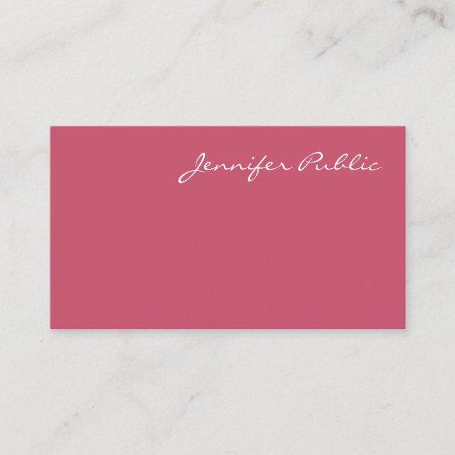 Creative Red Template Modern Calligraphed Name Business Card (Front)