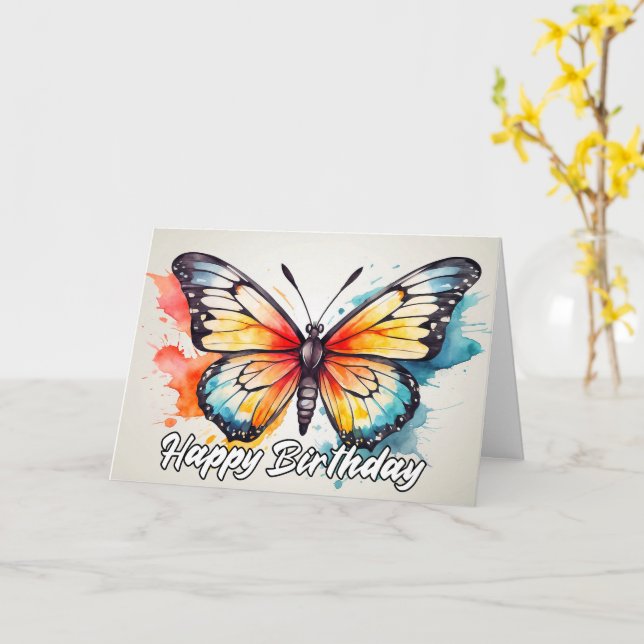 Creative Retro Butterfly Illustration Art Card (Yellow Flower)