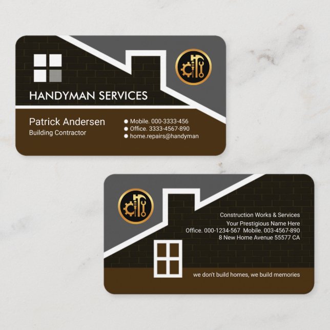 Creative Rooftop Building Construction Business Card (Front/Back)