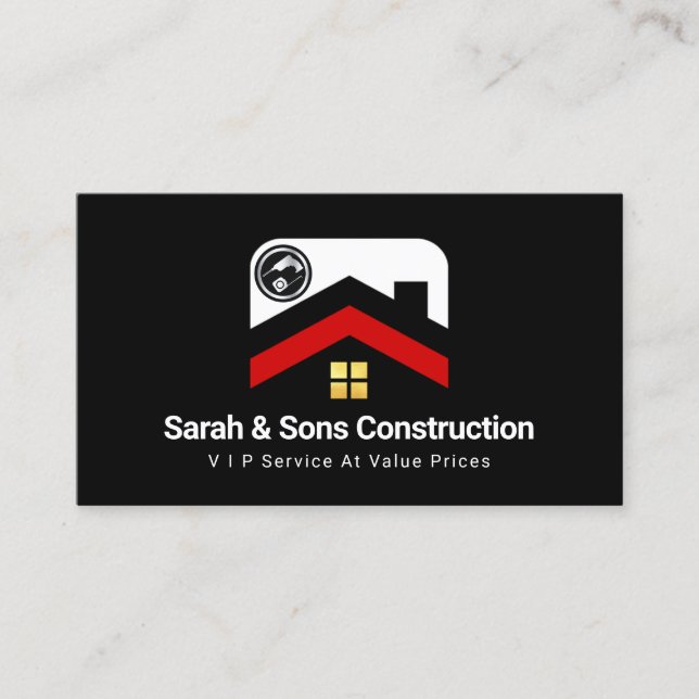 Creative Rooftop Handyman Tools Sun Business Card (Front)