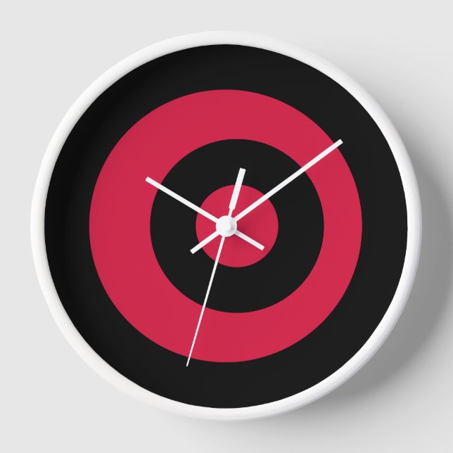 Creative Round Black Crimson Wall Clock (Front)