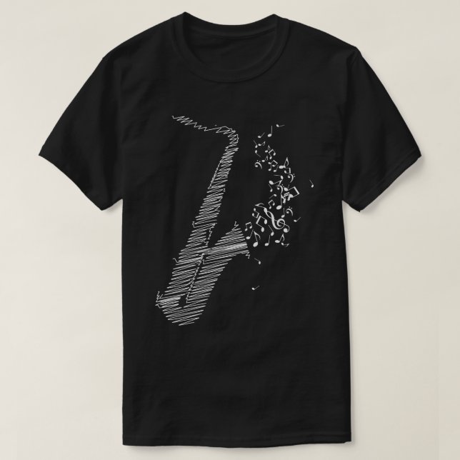 Creative Saxophone Art White T-Shirt (Design Front)